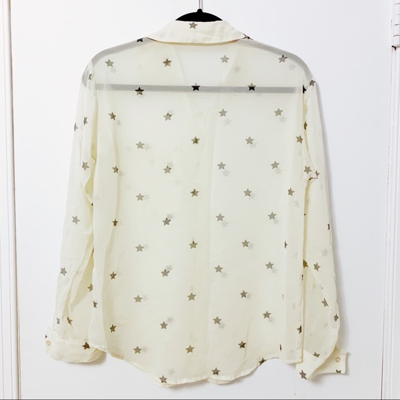 Cream star printed chiffon top - Picture 4 of 5